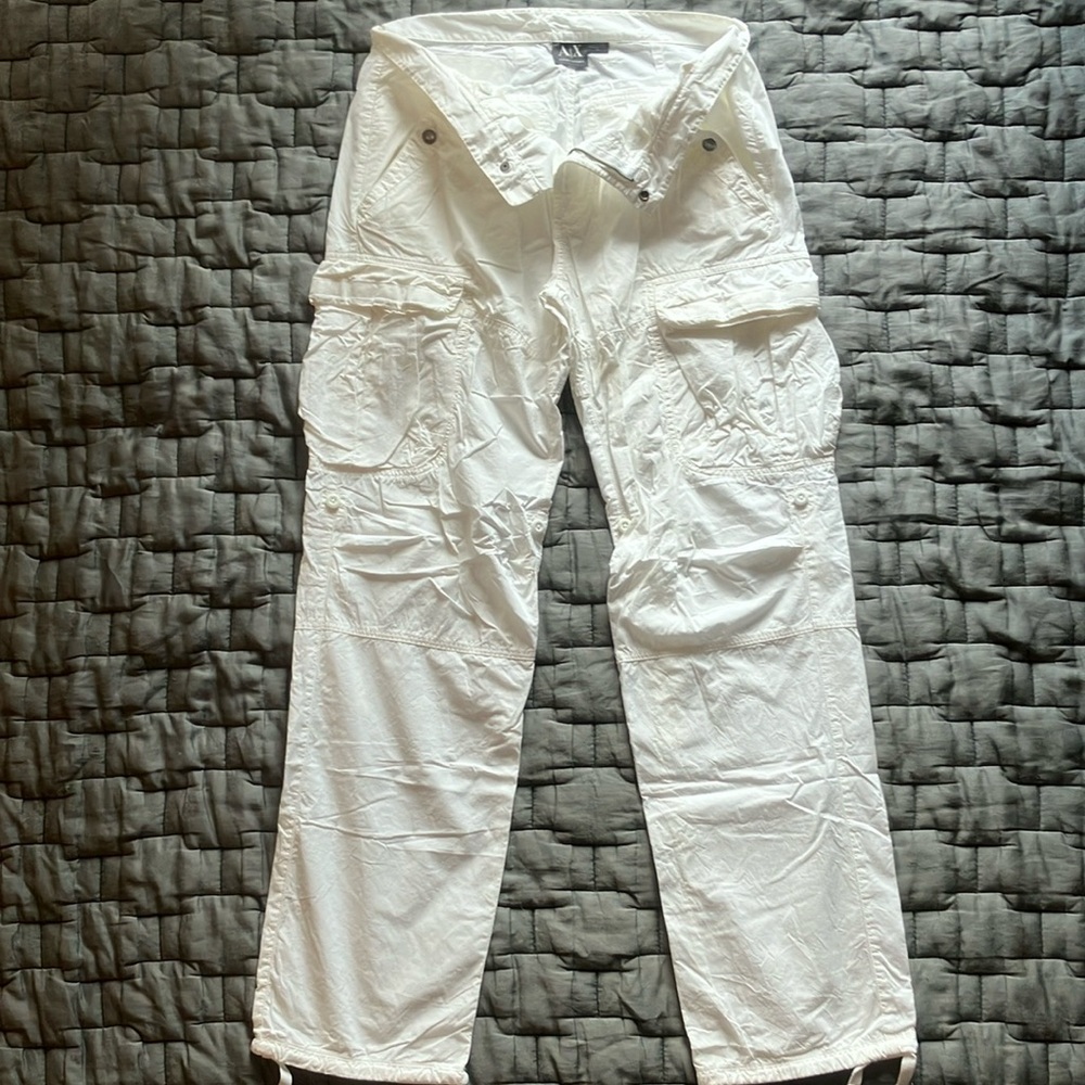 Armani Exchange White Cargo Pants